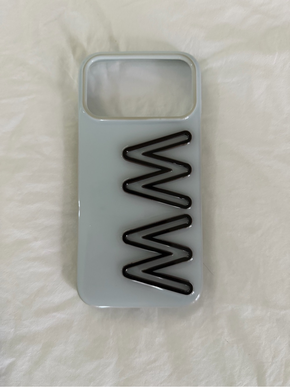 Sleek Light blue Phone Case with Black Zigzag Accent